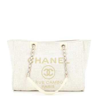 Chanel Deauville Tote Raffia with Glitter Detail Small