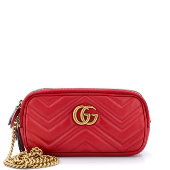 Gucci GG Marmont Triple Zip Chain Bag Matelasse Leather Mini