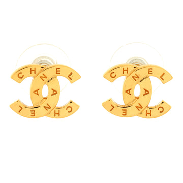 Chanel CC Paris Button Stud Earrings Metal