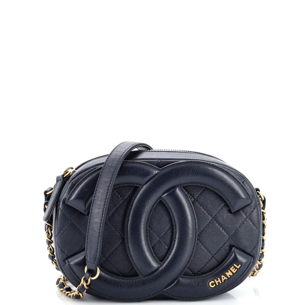 CHANEL Lambskin Quilted Coco Midnight Clutch Black 1049074