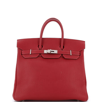 Hermes HAC Birkin Bag Red Fjord with Palladium Hardware 32