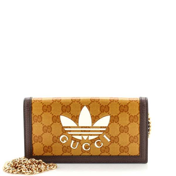 Gucci x Adidas GG Monogram Crystal Canvas Wallet on Chain