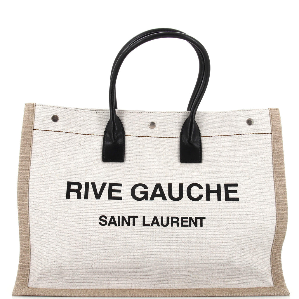 Saint Laurent Rive Gauche Bucket Bag Canvas Neutral