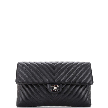 Chanel Classic Flap Clutch Chevron Lambskin