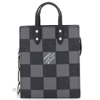 Louis Vuitton Sac Plat Bag Damier Checkerboard Leather Xs Black