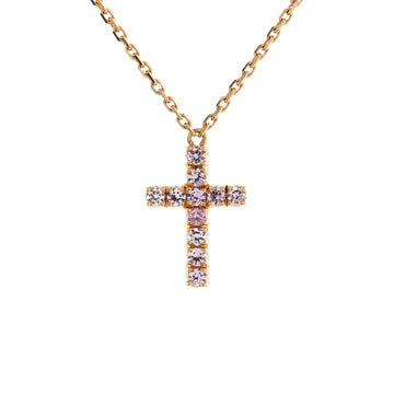 Cartier Cross Pendant Necklace 18K Rose Gold with Pink Sapphires