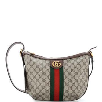 Gucci Ophidia Half Moon Hobo GG Coated Canvas Small