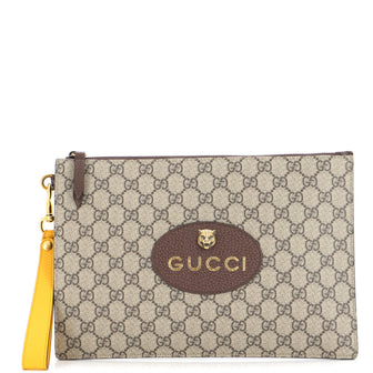 Gucci Neo Vintage Wristlet Pouch GG Coated Canvas