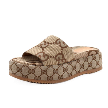 Gucci Women's Angelina Platform Slide Sandals GG Canvas
