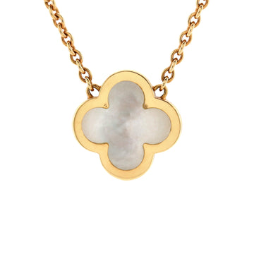 Van Cleef & Arpels Pure Alhambra Pendant Necklace 18K Yellow Gold and Mother of Pearl