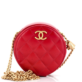 Chanel All Slide Long Round Clutch with Chain Quilted Lambskin