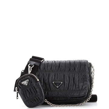 Prada Dual Strap Flap Bag Nappa Gaufre