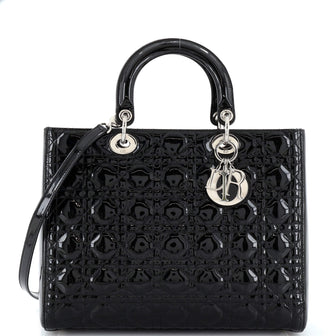 Christian Dior Lady Dior Bag Cannage Quilt Patent Large