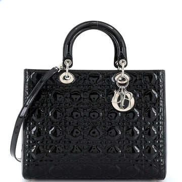 Christian Dior Lady Dior Bag Cannage Quilt Patent Large