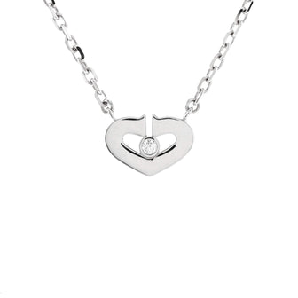 Cartier C Heart de Cartier Pendant Necklace 18K White Gold with Diamond XS
