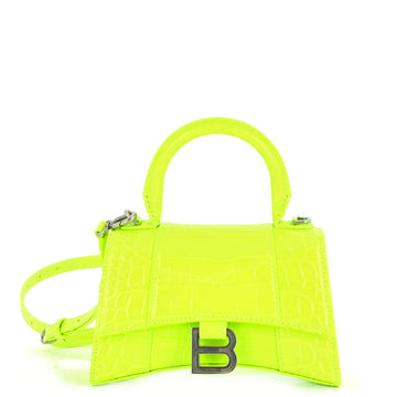 Balenciaga Hourglass Top Handle Bag Crocodile Embossed Leather XS