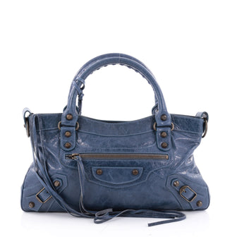 Balenciaga First Classic Studs Handbag Leather Blue 2300301