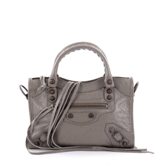 Balenciaga City Classic Studs Handbag Leather Mini Gray 2300303