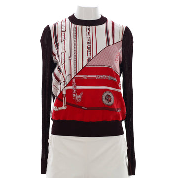 Hermes Women's Cannes et Cannes Crewneck Sweater Printed Silk and Viscose