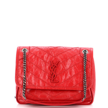 Saint Laurent Niki Chain Flap Bag Matelasse Chevron Leather Baby
