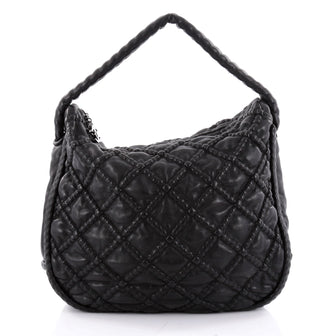 Chanel Hidden Chain Hobo Quilted Lambskin Large Black