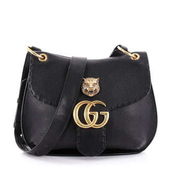 Gucci GG Marmont Animalier Shoulder Bag Leather Medium Black 2300901