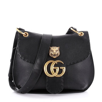 Gucci GG Marmont Animalier Shoulder Bag Leather Medium Black 2300901