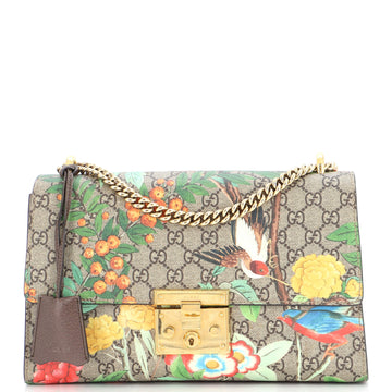 Gucci Padlock Shoulder Bag Tian Print GG Coated Canvas Medium