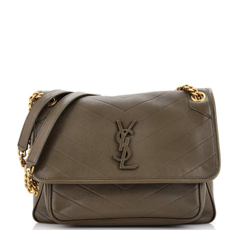 Saint Laurent Niki Chain Flap Bag Matelasse Chevron Leather Medium