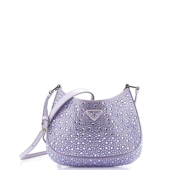 Prada Cleo Shoulder Bag Crystal Embellished Satin Small