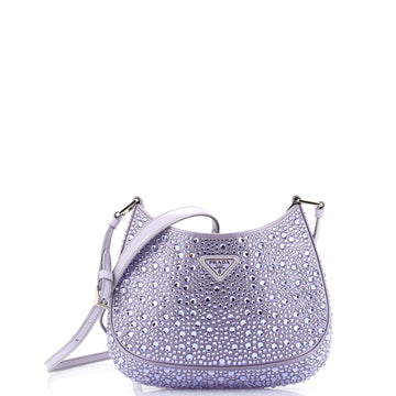 Prada Cleo Shoulder Bag Crystal Embellished Satin Small