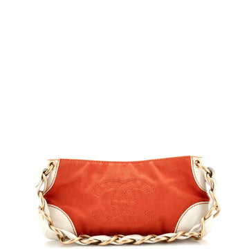 Chanel Vintage Olsen CC Chain Shoulder Bag Canvas and Leather Medium