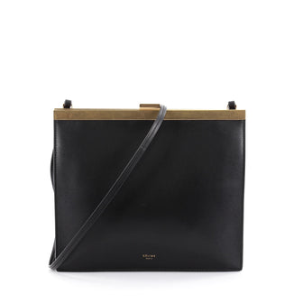 Celine Clasp Crossbody Bag Leather Mini Black 2301501