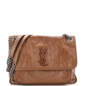 Saint Laurent Niki Chain Flap Bag Matelasse Chevron Leather Medium