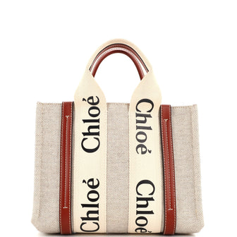 Chloe Woody Tote Canvas with Leather Small