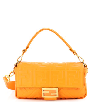 Fendi Baguette NM Bag Zucca Embossed Leather Medium