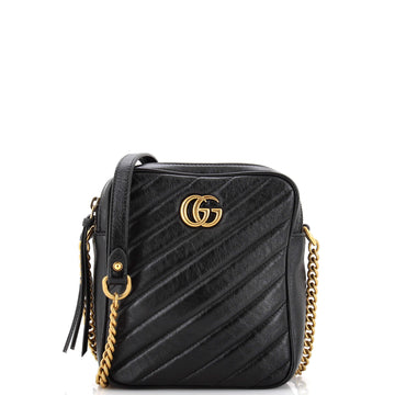 Gucci GG Marmont Double Zip Camera Bag Diagonal Quilted Leather Mini