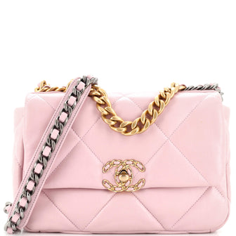 Chanel 19 Flap Bag Quilted Leather Medium Pink 2302301