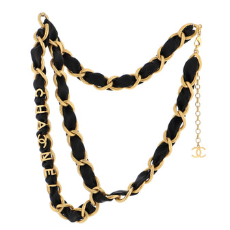 Chanel CHA-NEL Logo Belt Metal and Leather