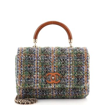 Chanel Knock on Wood Top Handle Bag Quilted Tweed Small