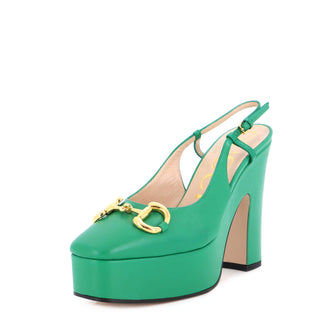 Gucci Women's Horsebit Platform Slingback Pumps Leather