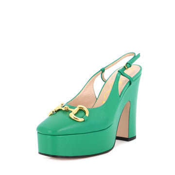 Gucci Women's Horsebit Platform Slingback Pumps Leather