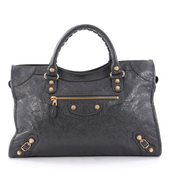 Balenciaga City Giant Studs Handbag Leather Medium Gray 2302604