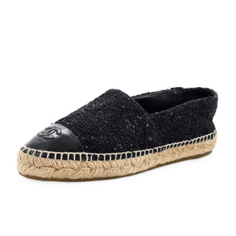 Chanel Women's CC Cap Toe Espadrilles Tweed with Leather