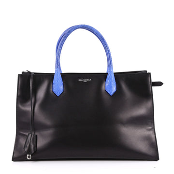 Balenciaga Padlock Nude Work Tote Calfskin with Python Small Black 2303101