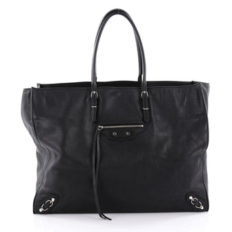 Balenciaga Papier A4 Classic Studs Handbag Leather Medium Black 2303102