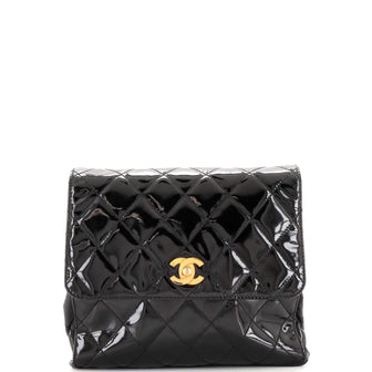 Chanel Vintage CC Compartment Backpack Quilted Patent Small