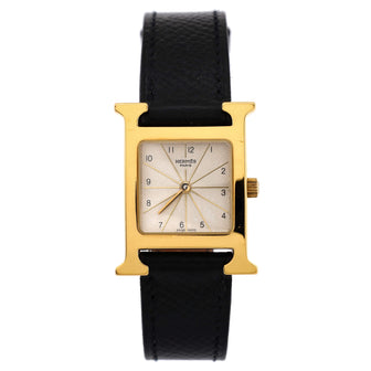 Hermes Heure H Quartz Watch Plated Metal and Leather 21