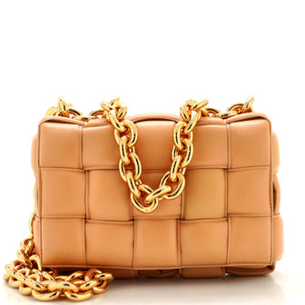 Bottega Veneta Cassette Chain Crossbody Bag Padded Maxi Intrecciato Leather