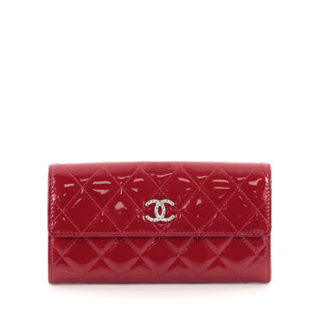 Chanel Brilliant CC Gusset Flap Wallet Patent Long Red 2303802